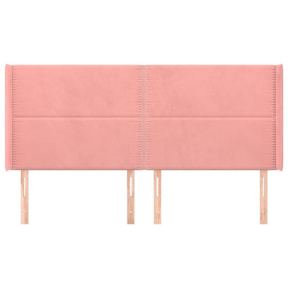 Testiera ad Orecchio Rosa 183x16x118/128 cm in Velluto