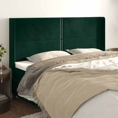 Testiera ad Orecchio Verde Scuro 203x16x118/128 cm in Velluto | homemem39