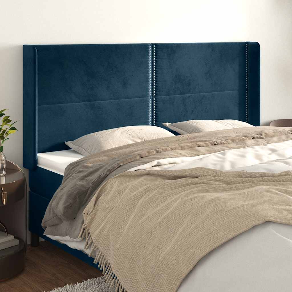 Testiera ad Orecchio Blu Scuro 203x23x118/128 cm in Velluto | homemem39