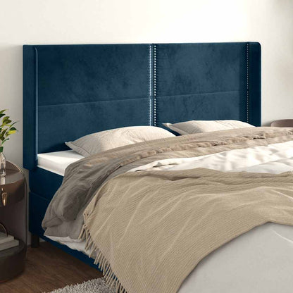 Testiera ad Orecchio Blu Scuro 203x23x118/128 cm in Velluto | homemem39