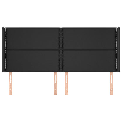 Testiera ad Orecchio Nera 183x16x118/128 cm in Similpelle