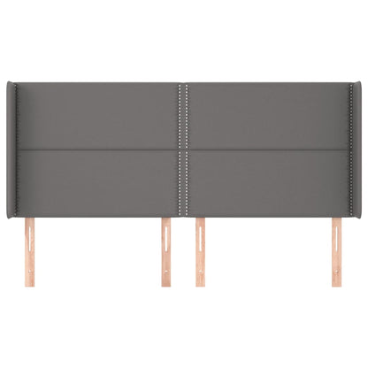 Testiera ad Orecchio Grigio 183x16x118/128 cm in Similpelle