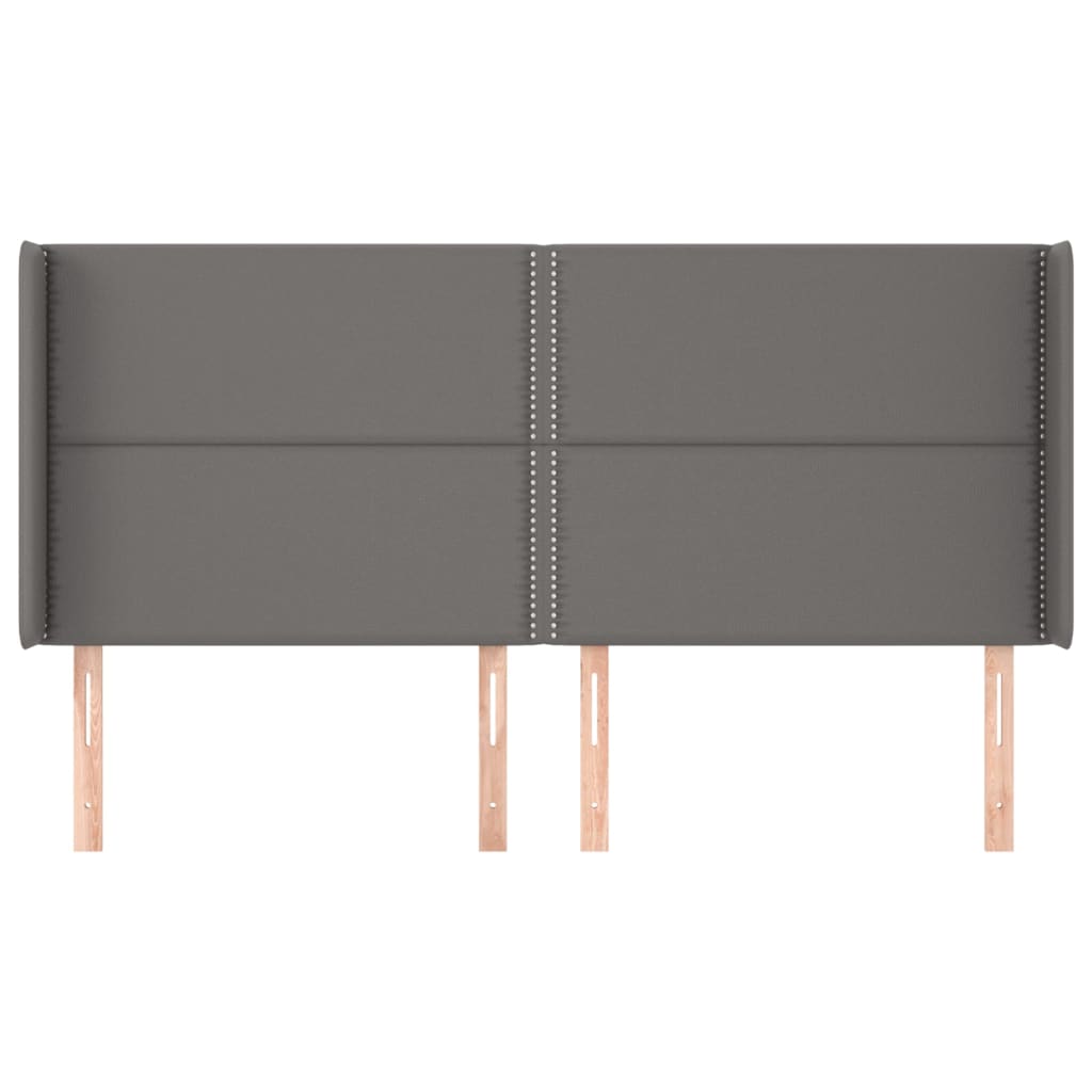 Testiera ad Orecchio Grigio 203x16x118/128 cm in Similpelle