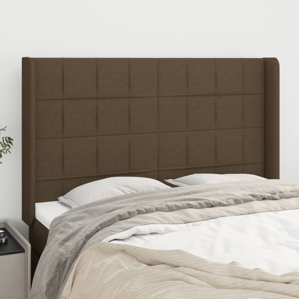 Testiera ad Orecchio MarroneScuro147x16x118/128cm inTessuto | homemem39