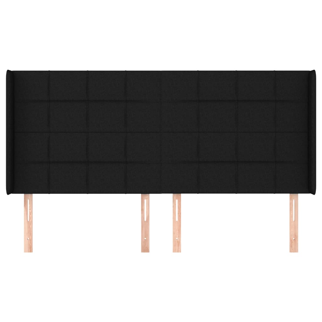 Testiera ad Orecchio Nera 163x16x118/128 cm in Tessuto