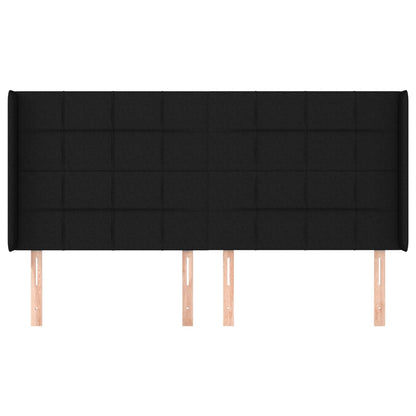 Testiera ad Orecchio Nera 203x16x118/128 cm in Tessuto