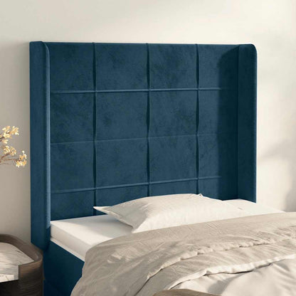 Testiera ad Orecchio Blu Scuro 103x16x118/128 cm in Velluto | homemem39