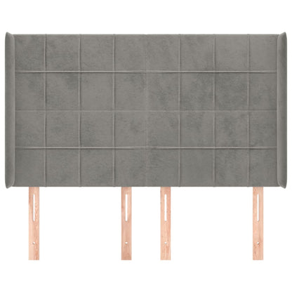 Testiera ad Orecchio Grigio Chiaro 147x16x118/128 cm in Velluto