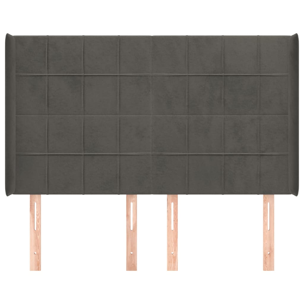 Testiera ad Orecchio GrigioScuro 147x16x118/128cm in Velluto