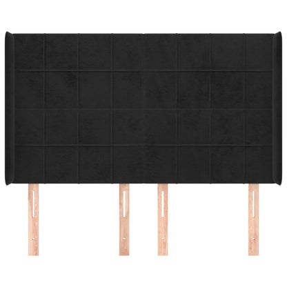 Testiera ad Orecchio Nera 147x16x118/128 cm in Velluto