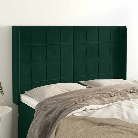 Testiera ad Orecchio Verde Scuro 147x23x118/128cm in Velluto | homemem39