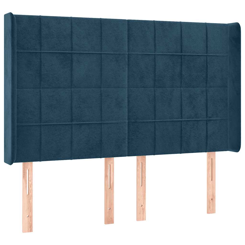 Testiera ad Orecchio Blu Scuro 147x16x118/128 cm in Velluto | homemem39