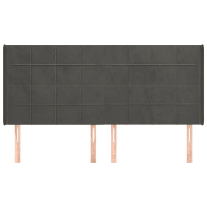 Testiera ad Orecchio GrigioScuro 163x16x118/128cm in Velluto - homemem39