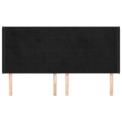 Testiera ad Orecchio Nera 163x16x118/128 cm in Velluto