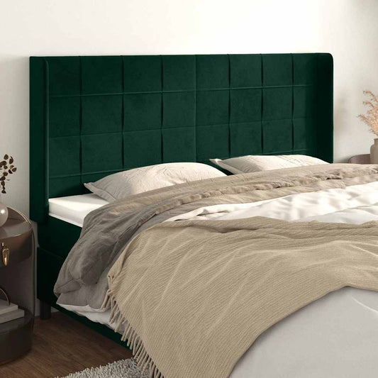 Testiera ad Orecchio Verde Scuro 163x16x118/128 cm in Velluto | homemem39