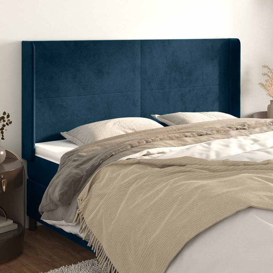 Testiera ad Orecchio Blu Scuro 163x16x118/128 cm in Velluto | homemem39