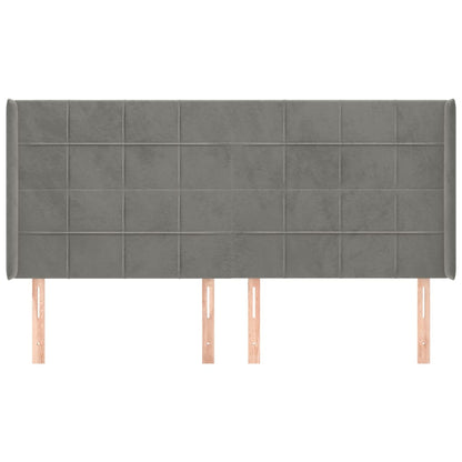 Testiera ad Orecchio Grigio Chiaro 183x16x118/128 cm in Velluto