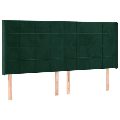 Testiera ad Orecchio Verde Scuro 183x16x118/128 cm in Velluto