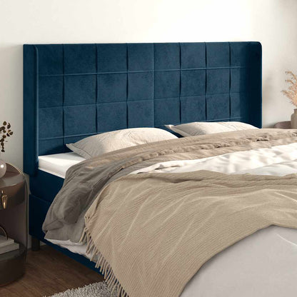 Testiera ad Orecchio Blu Scuro 183x16x118/128 cm in Velluto | homemem39