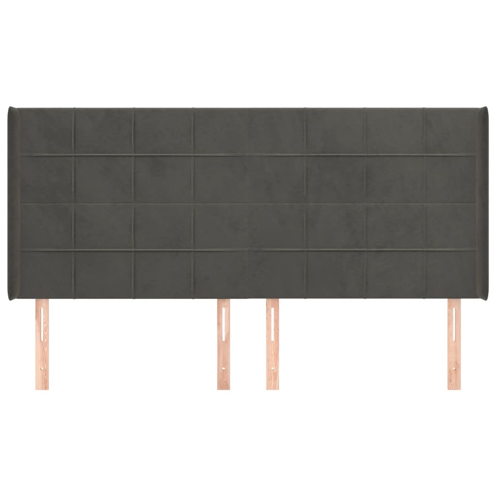 Testiera ad Orecchio GrigioScuro 203x16x118/128cm in Velluto