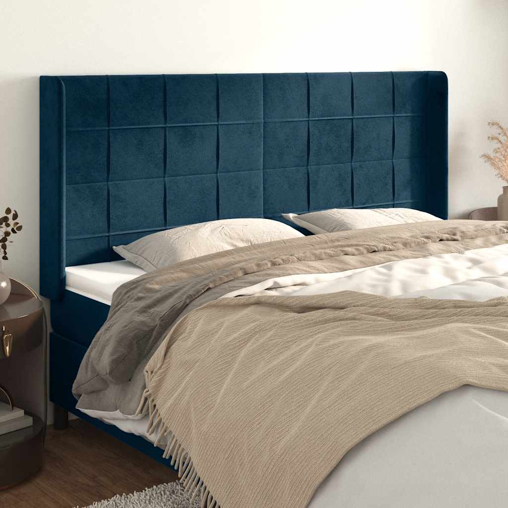Testiera ad Orecchio Blu Scuro 203x23x118/128 cm in Velluto | homemem39