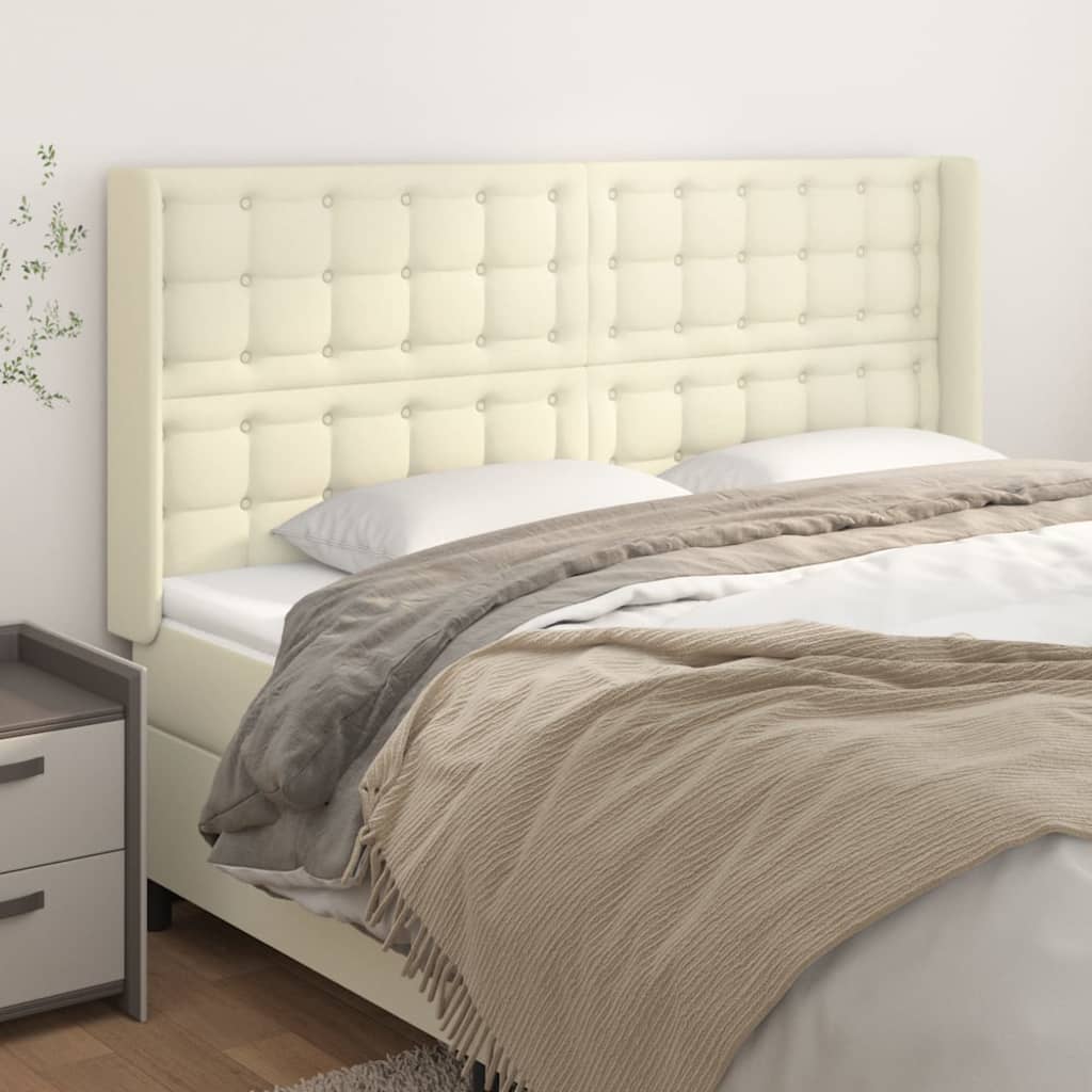 Testiera ad Orecchio Crema 203x16x118/128 cm in Similpelle | homemem39