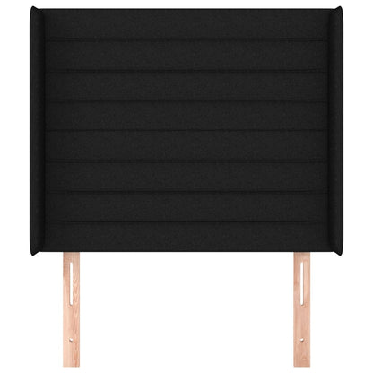 Testiera ad Orecchio Nera 83x16x118/128 cm in Tessuto