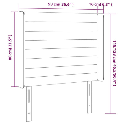 Testiera ad Orecchio Grigio Chiaro 93x16x118/128 cm in Tessuto