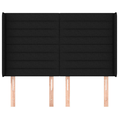 Testiera ad Orecchio Nera 147x16x118/128 cm in Tessuto