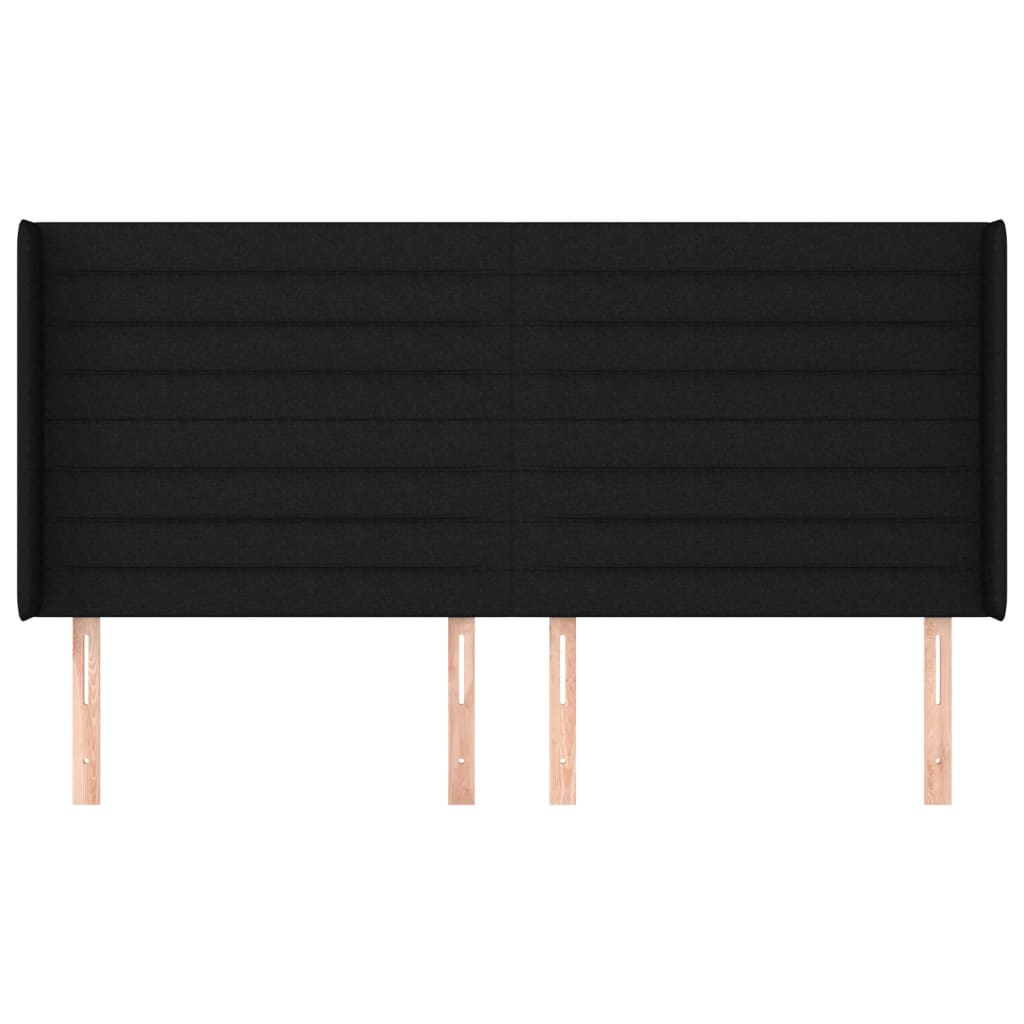 Testiera ad Orecchio Nera 183x16x118/128 cm in Tessuto