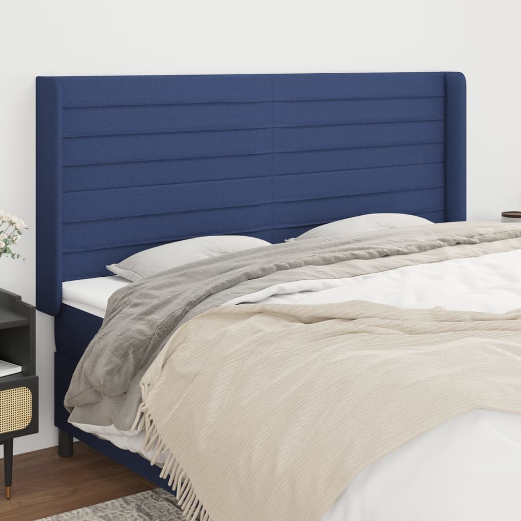 Testiera ad Orecchio Blu 183x16x118/128 cm in Tessuto | homemem39