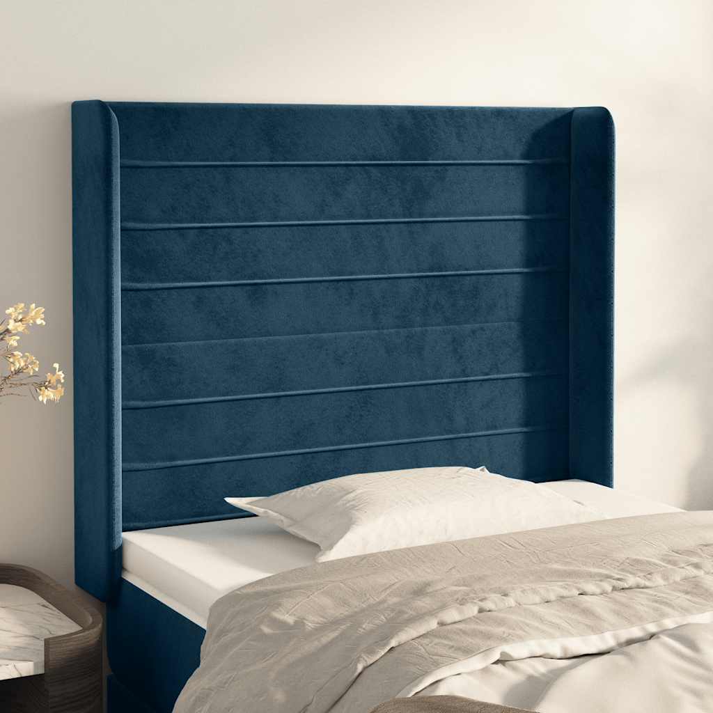 Testiera ad Orecchio Blu Scuro 83x16x118/128 cm in Velluto | homemem39