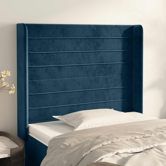 Testiera ad Orecchio Blu Scuro 93x16x118/128 cm in Velluto | homemem39