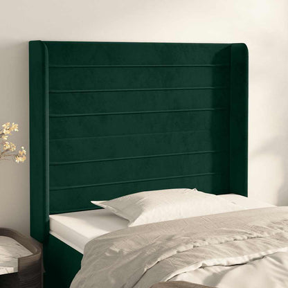 Testiera ad Orecchio Verde Scuro 103x16x118/128cm in Velluto | homemem39