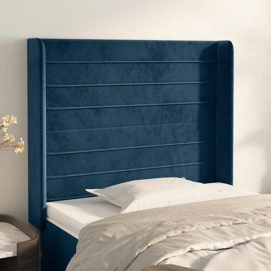 Testiera ad Orecchio Blu Scuro 103x16x118/128 cm in Velluto | homemem39