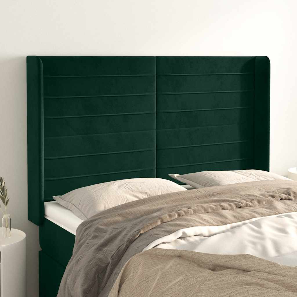 Testiera ad Orecchio Verde Scuro 147x23x118/128cm in Velluto | homemem39