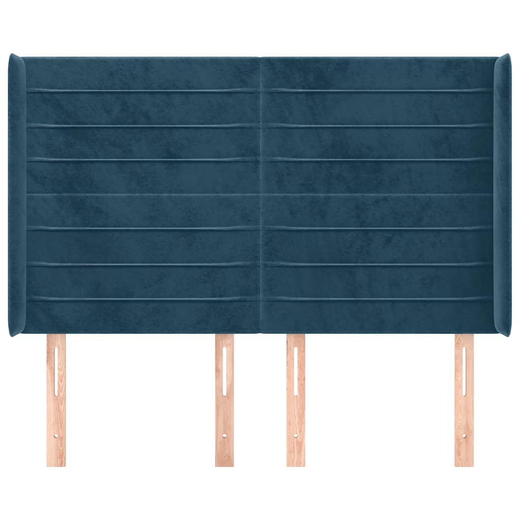 Testiera ad Orecchio Blu Scuro 147x16x118/128 cm in Velluto | homemem39