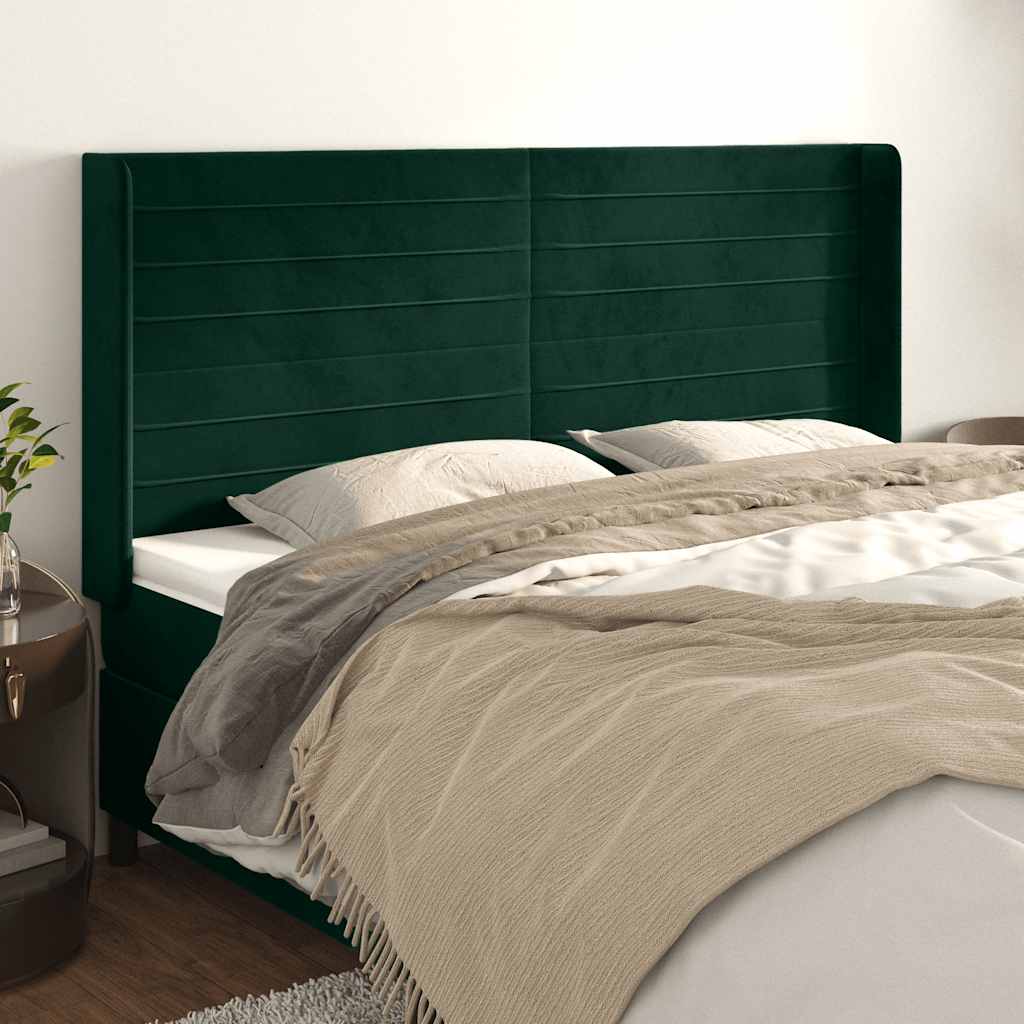 Testiera ad Orecchio Verde Scuro 163x16x118/128 cm in Velluto | homemem39