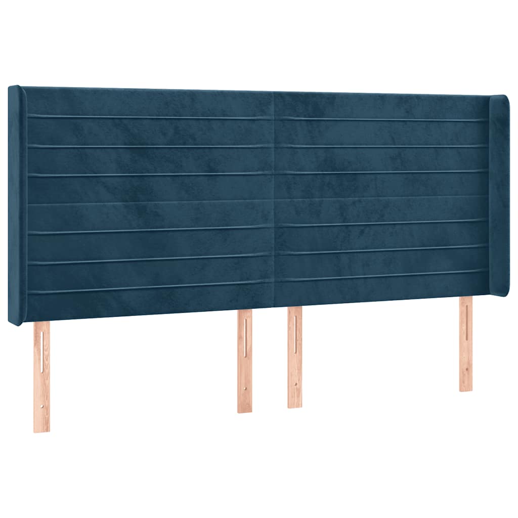 Testiera ad Orecchio Blu Scuro 163x16x118/128 cm in Velluto | homemem39