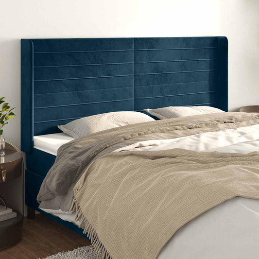 Testiera ad Orecchio Blu Scuro 203x23x118/128 cm in Velluto | homemem39