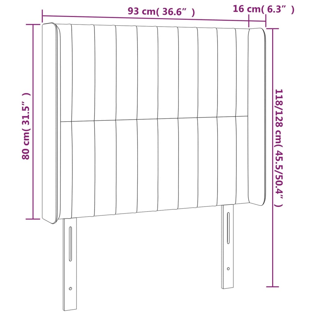 Testiera ad Orecchio Marrone Scuro 93x16x118/128 cm in Tessuto | homemem39