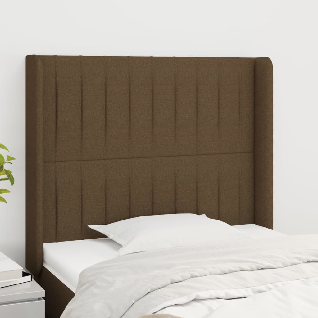 Testiera ad Orecchio Marrone Scuro 93x16x118/128 cm in Tessuto | homemem39