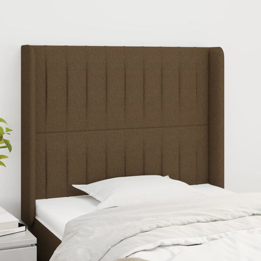Testiera ad Orecchio Marrone Scuro 93x16x118/128 cm in Tessuto | homemem39