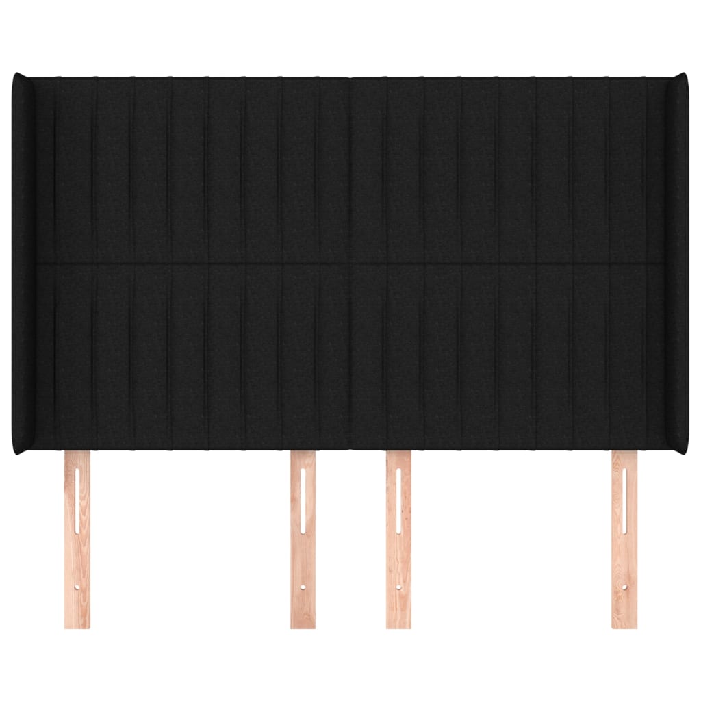 Testiera ad Orecchio Nera 147x16x118/128 cm in Tessuto