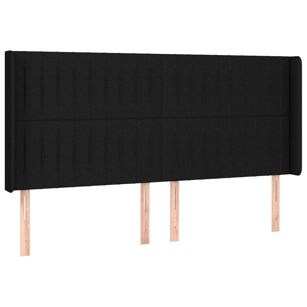 Black Ear Headboard 163x16x118/128 cm in Fabric