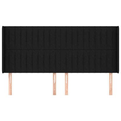 Black Ear Headboard 163x16x118/128 cm in Fabric