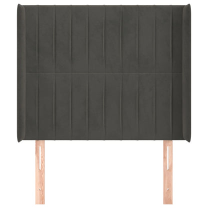 Testiera ad Orecchio Grigio Scuro 83x16x118/128 cm in Velluto