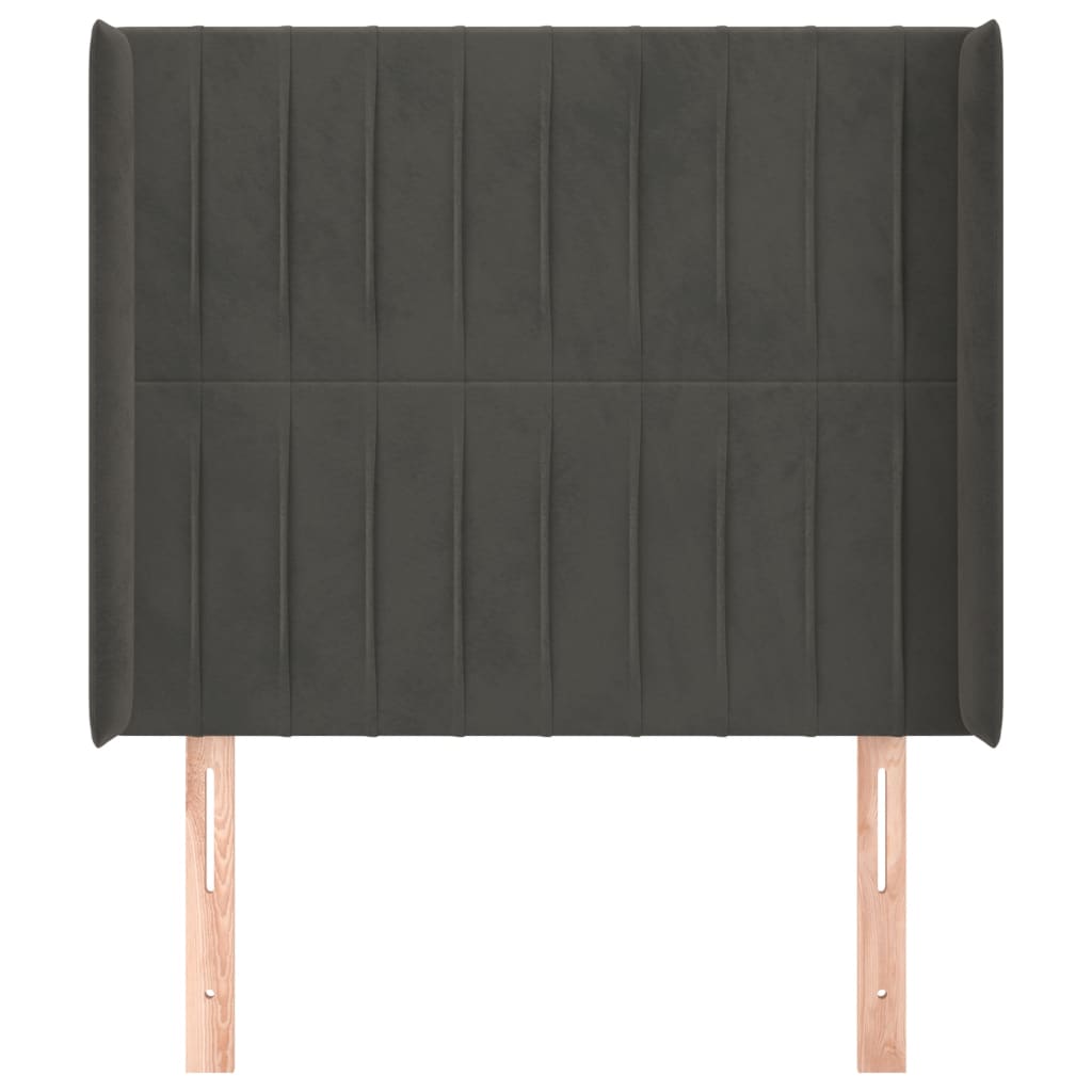 Testiera ad Orecchio GrigioScuro 103x16x118/128cm in Velluto