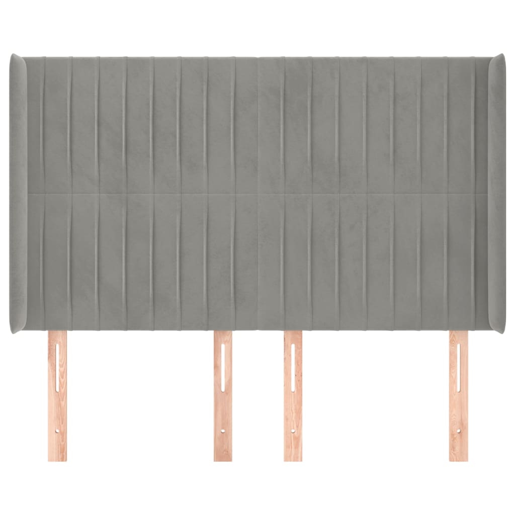 Testiera ad Orecchio Grigio Chiaro 147x16x118/128 cm in Velluto