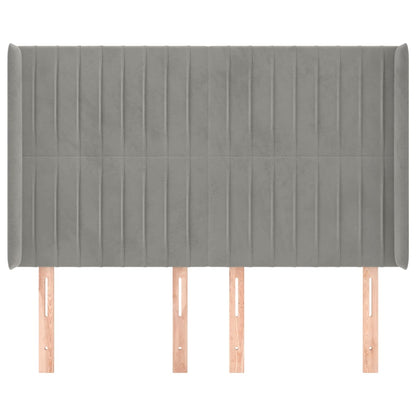 Testiera ad Orecchio Grigio Chiaro 147x16x118/128 cm in Velluto